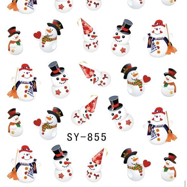 GLITTER WATER DECAL NAIL ART NAIL STICKER Xmas Christmas Santa Clause Deer SY855-860