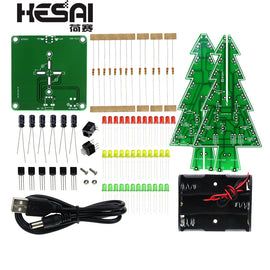 Three-Dimensional 3D Christmas Tree LED DIY Kit Red/Green/Yellow RGB LED Flash Circuit Kit Electronic Fun Suite