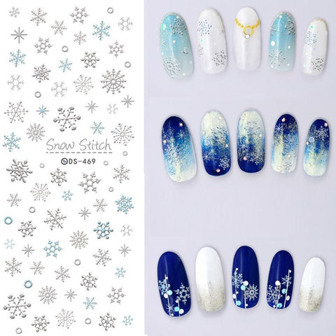 1 sheet Christmas Theme Nail Water Decals Winter Snowflake Transfer Stickers Xmas Deer Nail Art Slider Sticker Tattoo Decoration