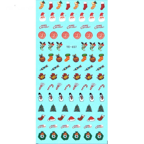 1 sheet Christmas Theme Nail Water Decals Winter Snowflake Transfer Stickers Xmas Deer Nail Art Slider Sticker Tattoo Decoration