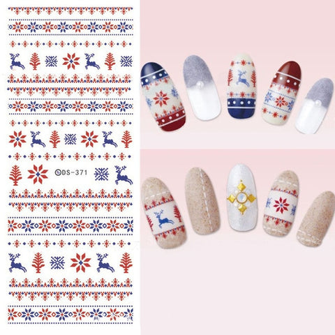 1 sheet Christmas Theme Nail Water Decals Winter Snowflake Transfer Stickers Xmas Deer Nail Art Slider Sticker Tattoo Decoration