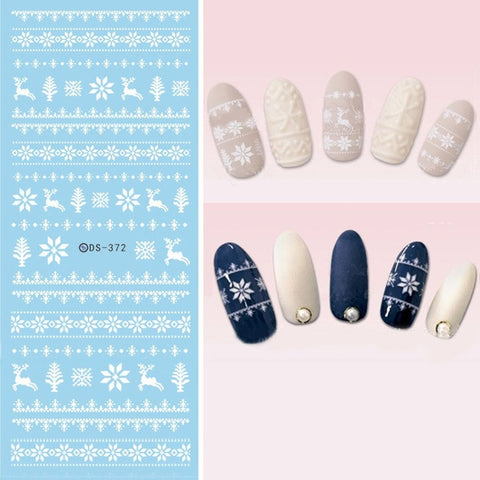 1 sheet Christmas Theme Nail Water Decals Winter Snowflake Transfer Stickers Xmas Deer Nail Art Slider Sticker Tattoo Decoration