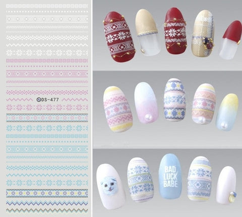 1 sheet Christmas Theme Nail Water Decals Winter Snowflake Transfer Stickers Xmas Deer Nail Art Slider Sticker Tattoo Decoration