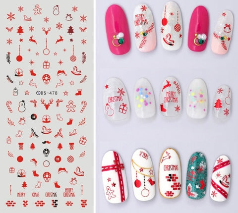 1 sheet Christmas Theme Nail Water Decals Winter Snowflake Transfer Stickers Xmas Deer Nail Art Slider Sticker Tattoo Decoration