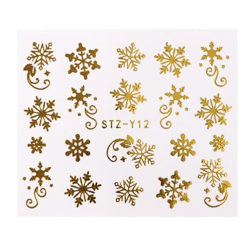 1 Pcs Gold Silver Christmas Design Nail Art Stickers Winter Snow Flower Sliders Water Decals for Nails Manicure Tool LASTZ-YA-2