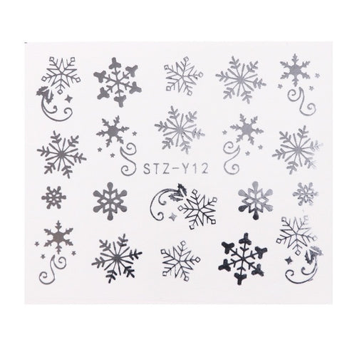 1 Pcs Gold Silver Christmas Design Nail Art Stickers Winter Snow Flower Sliders Water Decals for Nails Manicure Tool LASTZ-YA-2