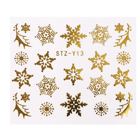 1 Pcs Gold Silver Christmas Design Nail Art Stickers Winter Snow Flower Sliders Water Decals for Nails Manicure Tool LASTZ-YA-2