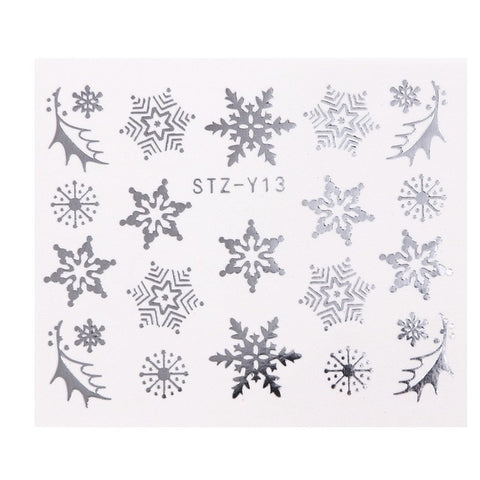 1 Pcs Gold Silver Christmas Design Nail Art Stickers Winter Snow Flower Sliders Water Decals for Nails Manicure Tool LASTZ-YA-2