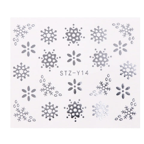 1 Pcs Gold Silver Christmas Design Nail Art Stickers Winter Snow Flower Sliders Water Decals for Nails Manicure Tool LASTZ-YA-2