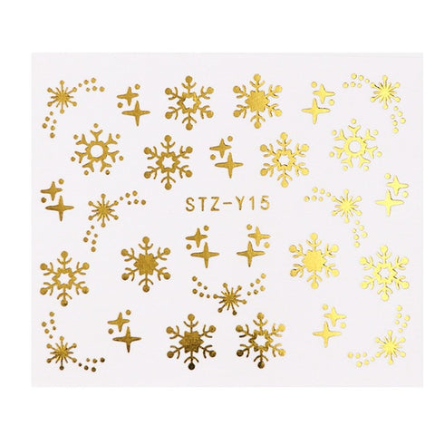 1 Pcs Gold Silver Christmas Design Nail Art Stickers Winter Snow Flower Sliders Water Decals for Nails Manicure Tool LASTZ-YA-2