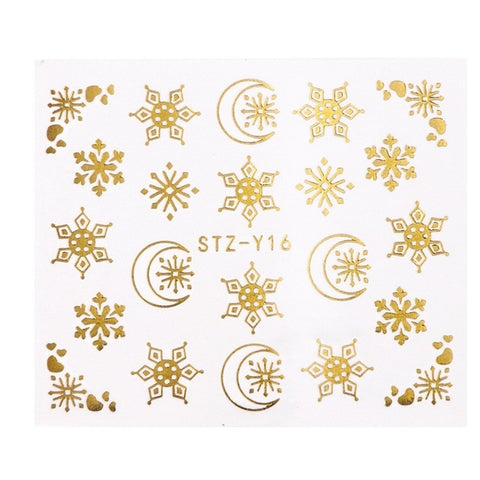 1 Pcs Gold Silver Christmas Design Nail Art Stickers Winter Snow Flower Sliders Water Decals for Nails Manicure Tool LASTZ-YA-2