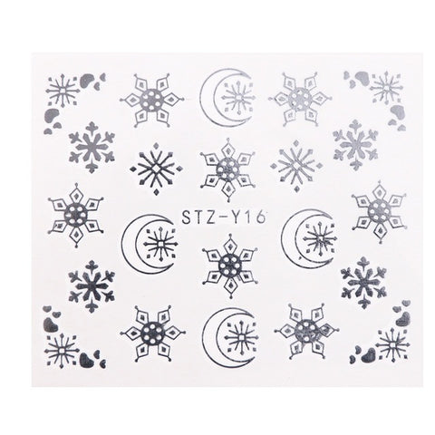 1 Pcs Gold Silver Christmas Design Nail Art Stickers Winter Snow Flower Sliders Water Decals for Nails Manicure Tool LASTZ-YA-2