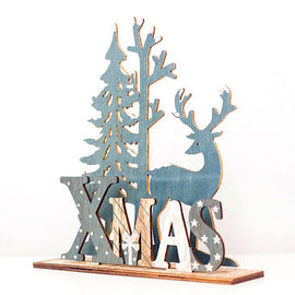 2020 New Year Natural Xmas Elk Wood Craft Christmas Tree Ornament Noel Christmas Decoration for Home Wooden Pendant Navidad Gift