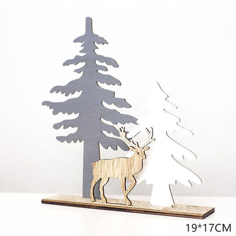 2020 New Year Natural Xmas Elk Wood Craft Christmas Tree Ornament Noel Christmas Decoration for Home Wooden Pendant Navidad Gift