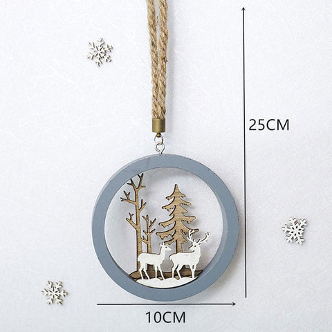 2020 New Year Natural Xmas Elk Wood Craft Christmas Tree Ornament Noel Christmas Decoration for Home Wooden Pendant Navidad Gift