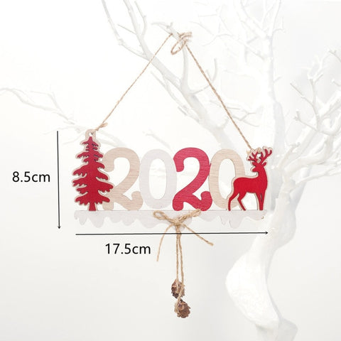 2020 New Year Natural Xmas Elk Wood Craft Christmas Tree Ornament Noel Christmas Decoration for Home Wooden Pendant Navidad Gift