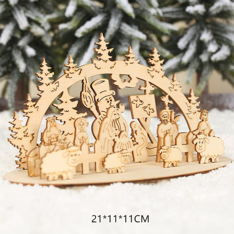 2020 New Year Natural Xmas Elk Wood Craft Christmas Tree Ornament Noel Christmas Decoration for Home Wooden Pendant Navidad Gift