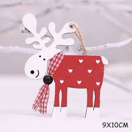 2020 New Year Natural Xmas Elk Wood Craft Christmas Tree Ornament Noel Christmas Decoration for Home Wooden Pendant Navidad Gift