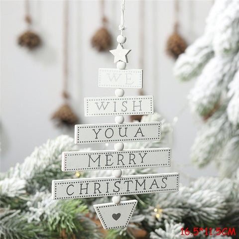 2020 New Year Natural Xmas Elk Wood Craft Christmas Tree Ornament Noel Christmas Decoration for Home Wooden Pendant Navidad Gift