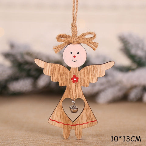 2020 New Year Natural Xmas Elk Wood Craft Christmas Tree Ornament Noel Christmas Decoration for Home Wooden Pendant Navidad Gift