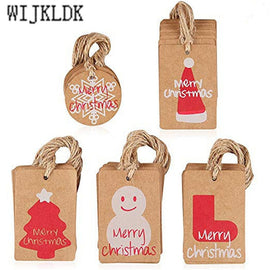 100pcs/lot Merry Christmas Kraft Paper Tag Christmas Ornaments Xmas Trees Decorations for Home Faovrs Santa Tags 2020 Navidad-S