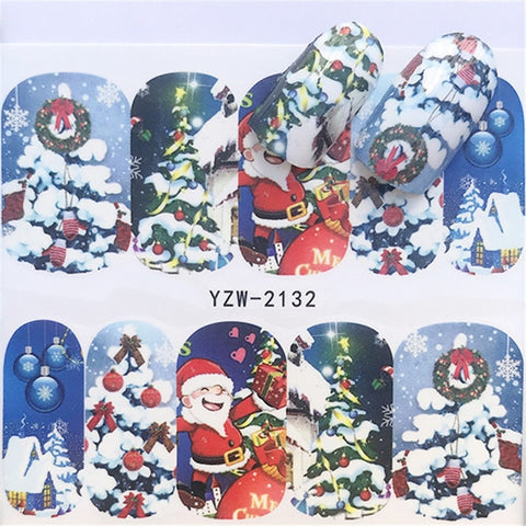 2019 NEW Winter Christmas Slider Nail Decals Nail Art Sticker DIY Manicure Water Accessory Transfer Foil Xmas Gift