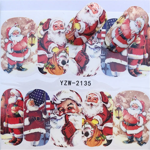 2019 NEW Winter Christmas Slider Nail Decals Nail Art Sticker DIY Manicure Water Accessory Transfer Foil Xmas Gift