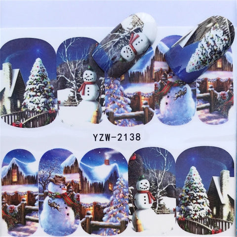 2019 NEW Winter Christmas Slider Nail Decals Nail Art Sticker DIY Manicure Water Accessory Transfer Foil Xmas Gift