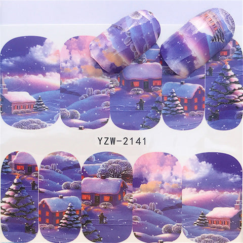 2019 NEW Winter Christmas Slider Nail Decals Nail Art Sticker DIY Manicure Water Accessory Transfer Foil Xmas Gift