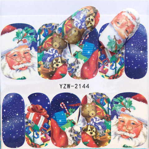 2019 NEW Winter Christmas Slider Nail Decals Nail Art Sticker DIY Manicure Water Accessory Transfer Foil Xmas Gift