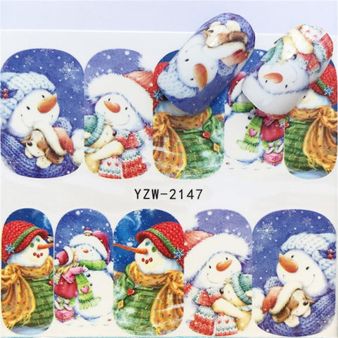 2019 NEW Winter Christmas Slider Nail Decals Nail Art Sticker DIY Manicure Water Accessory Transfer Foil Xmas Gift