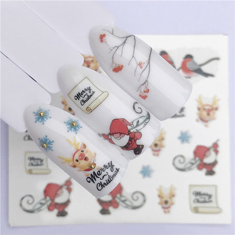 2019 NEW Winter Christmas Slider Nail Decals Nail Art Sticker DIY Manicure Water Accessory Transfer Foil Xmas Gift