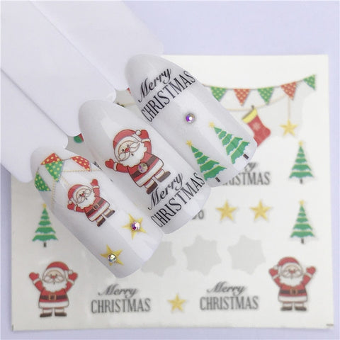 2019 NEW Winter Christmas Slider Nail Decals Nail Art Sticker DIY Manicure Water Accessory Transfer Foil Xmas Gift