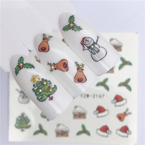 2019 NEW Winter Christmas Slider Nail Decals Nail Art Sticker DIY Manicure Water Accessory Transfer Foil Xmas Gift