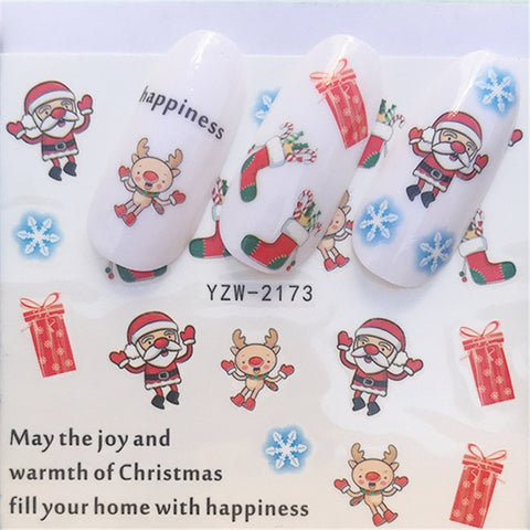 2019 NEW Winter Christmas Slider Nail Decals Nail Art Sticker DIY Manicure Water Accessory Transfer Foil Xmas Gift