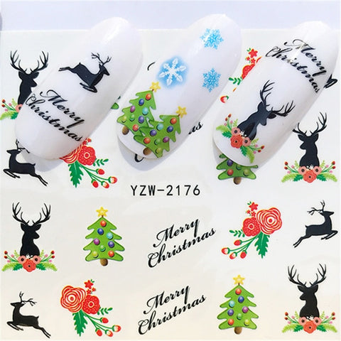 2019 NEW Winter Christmas Slider Nail Decals Nail Art Sticker DIY Manicure Water Accessory Transfer Foil Xmas Gift