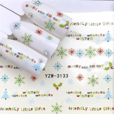 2019 NEW Winter Christmas Slider Nail Decals Nail Art Sticker DIY Manicure Water Accessory Transfer Foil Xmas Gift