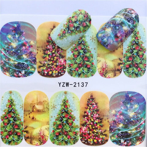 1pcs Christmas Theme Xmas Santa Snowman Designs for Nail Art DIY Craft Wraps Water Transfer Sticker New Year Nail Decal Gift