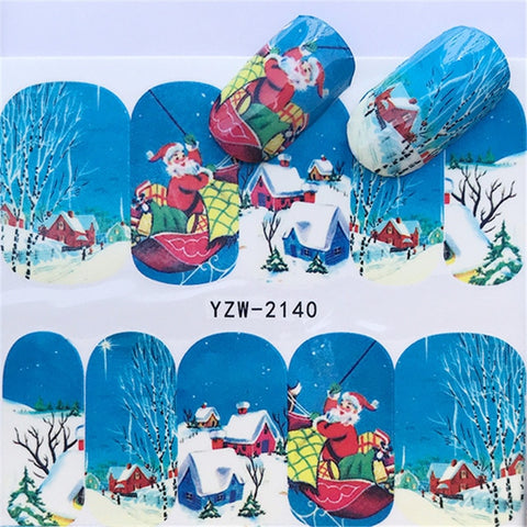 1pcs Christmas Theme Xmas Santa Snowman Designs for Nail Art DIY Craft Wraps Water Transfer Sticker New Year Nail Decal Gift