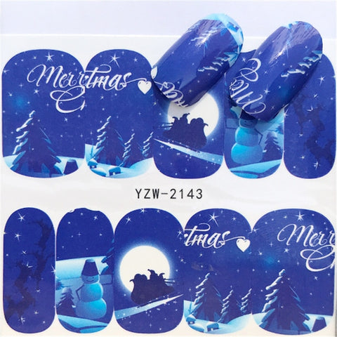 1pcs Christmas Theme Xmas Santa Snowman Designs for Nail Art DIY Craft Wraps Water Transfer Sticker New Year Nail Decal Gift