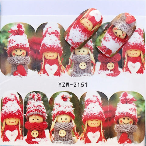 1pcs Christmas Theme Xmas Santa Snowman Designs for Nail Art DIY Craft Wraps Water Transfer Sticker New Year Nail Decal Gift