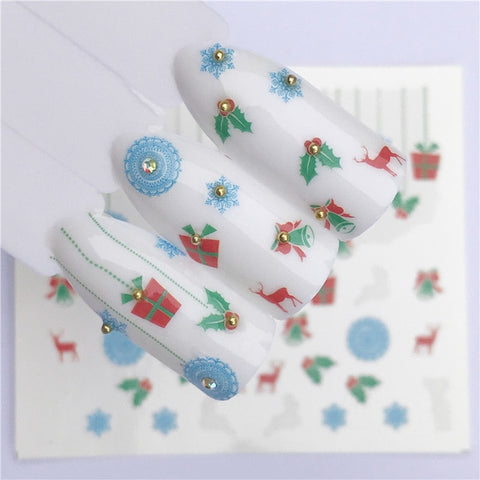 1pcs Christmas Theme Xmas Santa Snowman Designs for Nail Art DIY Craft Wraps Water Transfer Sticker New Year Nail Decal Gift