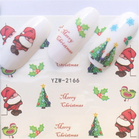 1pcs Christmas Theme Xmas Santa Snowman Designs for Nail Art DIY Craft Wraps Water Transfer Sticker New Year Nail Decal Gift