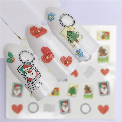 1pcs Christmas Theme Xmas Santa Snowman Designs for Nail Art DIY Craft Wraps Water Transfer Sticker New Year Nail Decal Gift