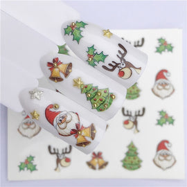 1pcs Christmas Theme Xmas Santa Snowman Designs for Nail Art DIY Craft Wraps Water Transfer Sticker New Year Nail Decal Gift