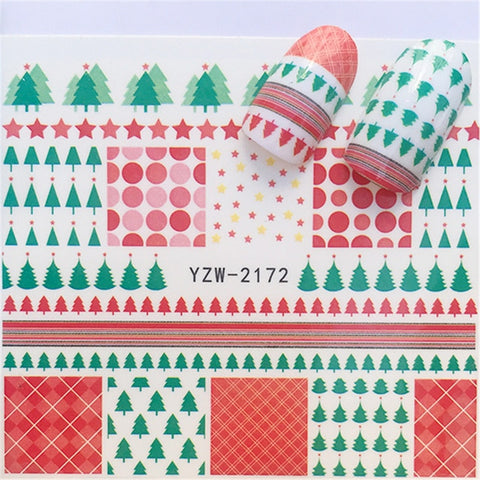 1pcs Christmas Theme Xmas Santa Snowman Designs for Nail Art DIY Craft Wraps Water Transfer Sticker New Year Nail Decal Gift