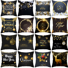 Gold Black Snowflake Elk Pillowcase Christmas Decorations for Home Decor  Christmas Ornaments Christmas Gift New Year Decoration