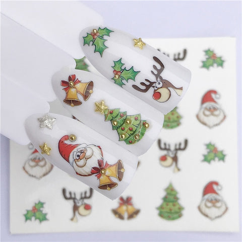 2019 New Christmas Water Decal Nail Art Nail sticker New Year Slider Tattoo Full Cover Santa Claus Snowman Designs Xmas Decals