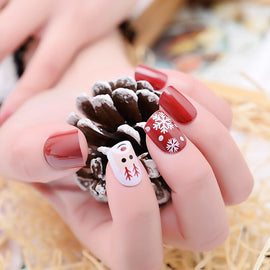 Christmas Moose Fake Nails Red Simple Temperament Manicure Accessories Bride's Fake Nail Patch Nail Art Nails Art