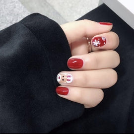 Christmas Moose Fake Nails Red Simple Temperament Manicure Accessories Bride's Fake Nail Patch Nail Art Nails Art